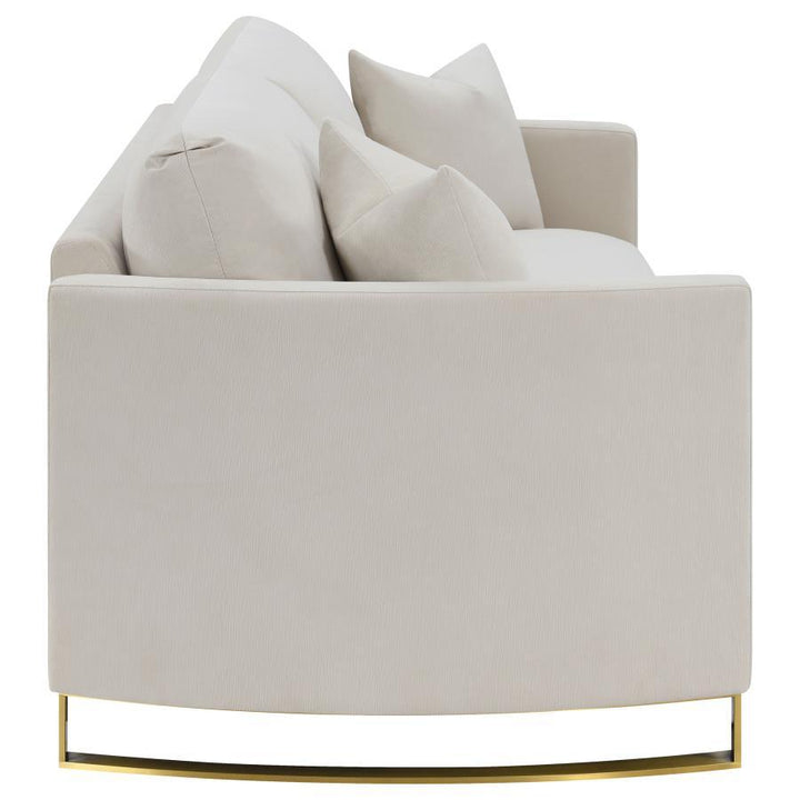 Corliss - Upholstered Arched Arm Sofa - Beige Stationary Sofa modern furniture Contempo Furniture