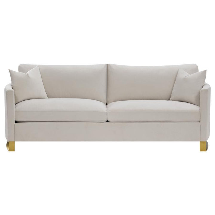 Corliss - Upholstered Arched Arm Sofa - Beige Stationary Sofa modern furniture Contempo Furniture