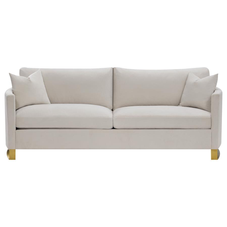 Corliss - Upholstered Arched Arm Sofa - Beige Stationary Sofa modern furniture Contempo Furniture