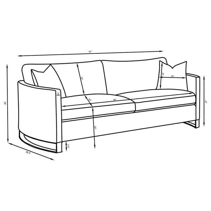 Corliss - Upholstered Arched Arm Sofa - Beige Stationary Sofa modern furniture Contempo Furniture