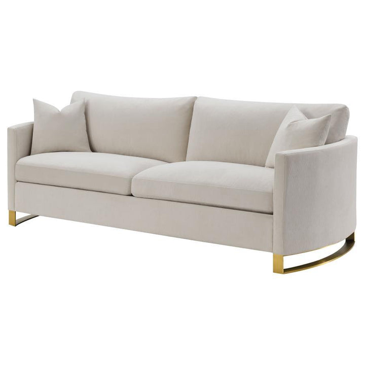 Corliss - Upholstered Arched Arm Sofa - Beige Stationary Sofa modern furniture Contempo Furniture