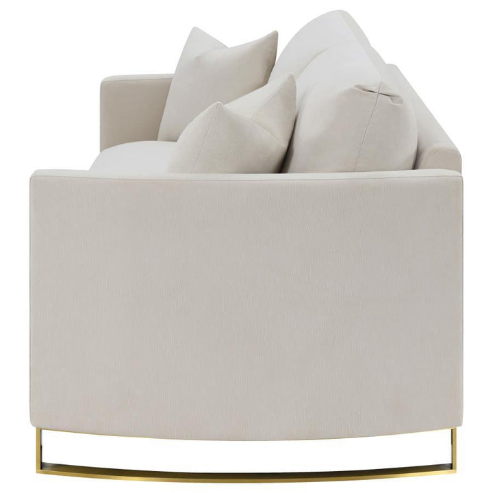 Corliss - Upholstered Arched Arm Sofa - Beige Stationary Sofa modern furniture Contempo Furniture