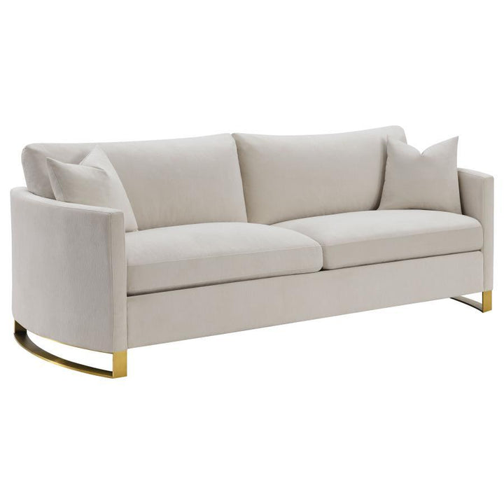 Corliss - Upholstered Arched Arm Sofa - Beige Stationary Sofa modern furniture Contempo Furniture