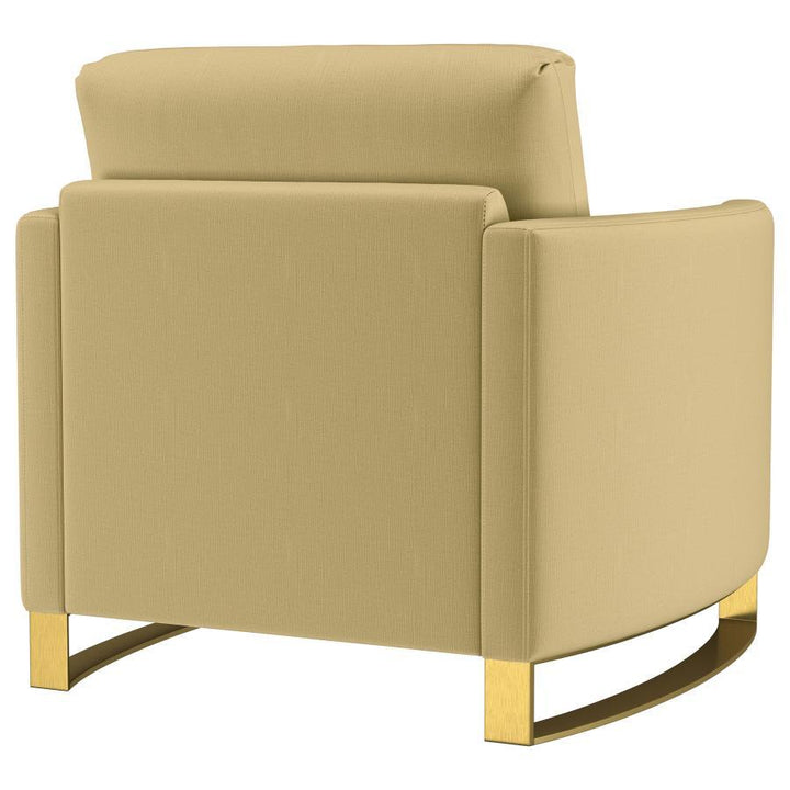 Corliss - Upholstered Curved Track Arm Chair - Camel Arm Chair modern furniture Contempo Furniture