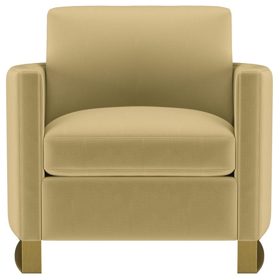 Corliss - Upholstered Curved Track Arm Chair - Camel Arm Chair modern furniture Contempo Furniture