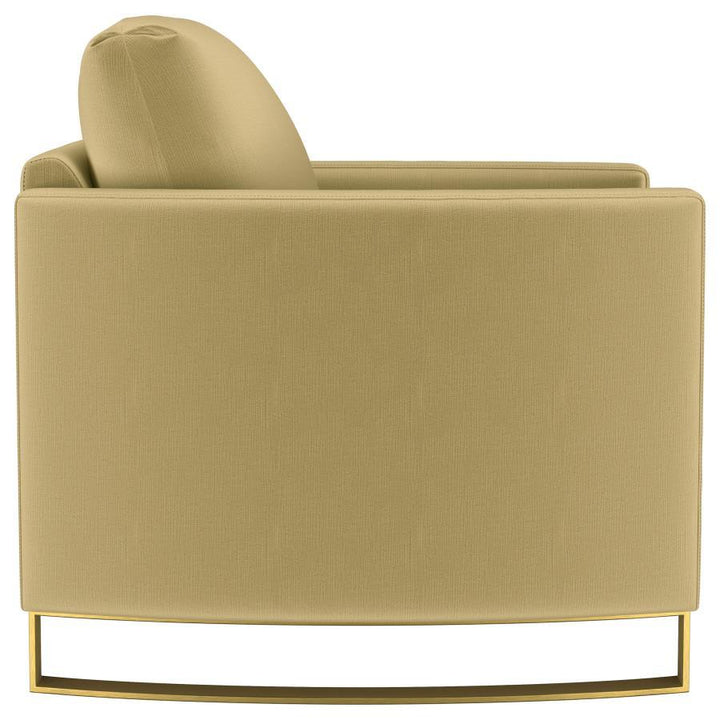 Corliss - Upholstered Curved Track Arm Chair - Camel Arm Chair modern furniture Contempo Furniture