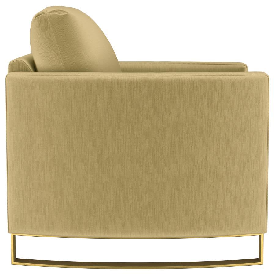 Corliss - Upholstered Curved Track Arm Chair - Camel Arm Chair modern furniture Contempo Furniture