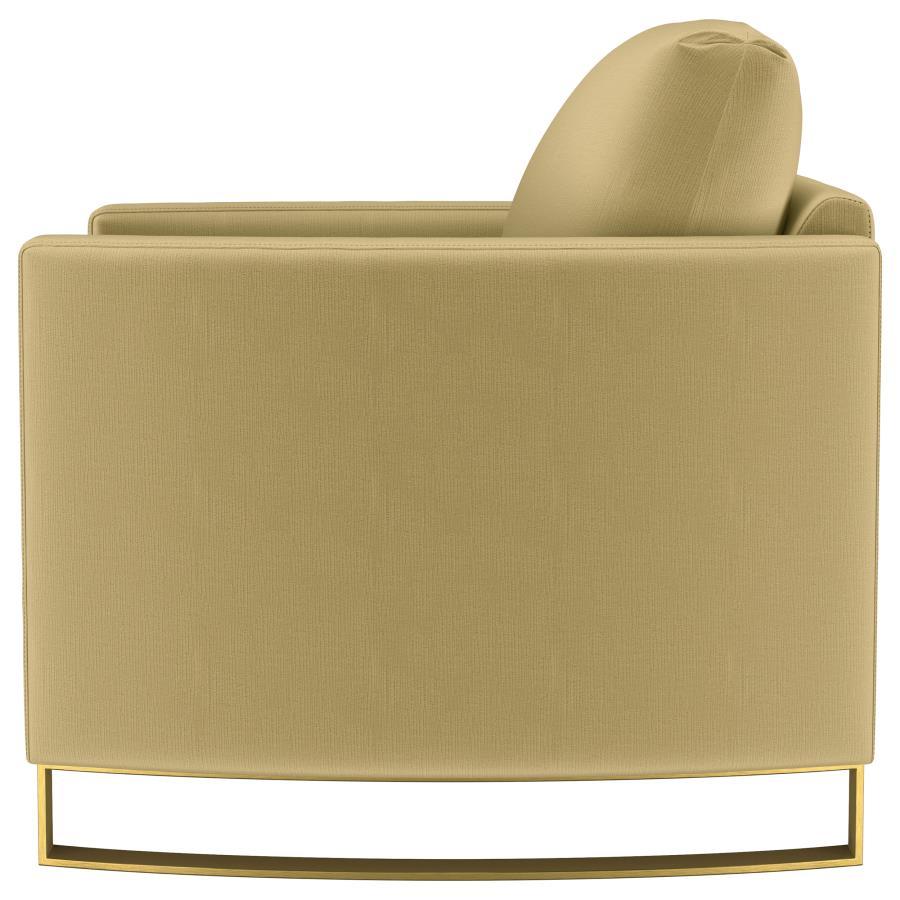 Corliss - Upholstered Curved Track Arm Chair - Camel Arm Chair modern furniture Contempo Furniture