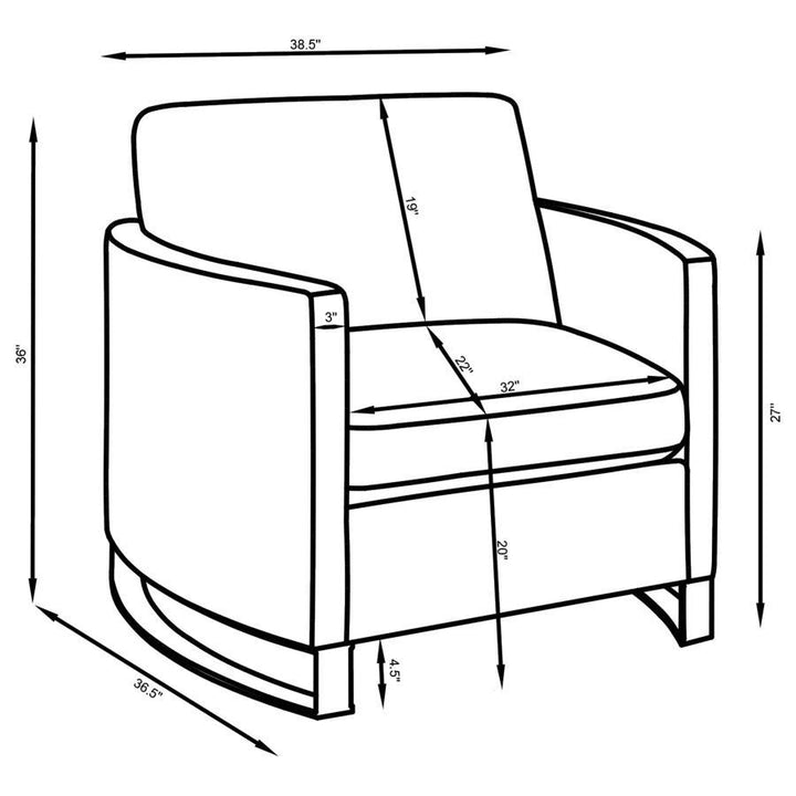 Corliss - Upholstered Curved Track Arm Chair - Camel Arm Chair modern furniture Contempo Furniture