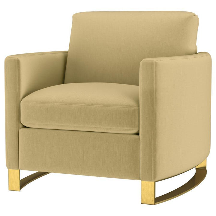 Corliss - Upholstered Curved Track Arm Chair - Camel Arm Chair modern furniture Contempo Furniture