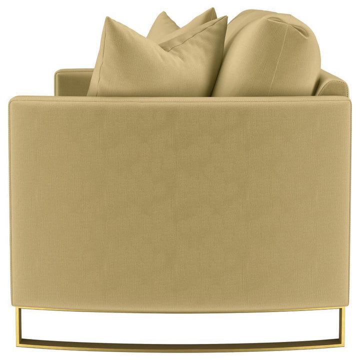 Corliss - Upholstered Curved Track Arm Loveseat - Camel Stationary Loveseat modern furniture Contempo Furniture