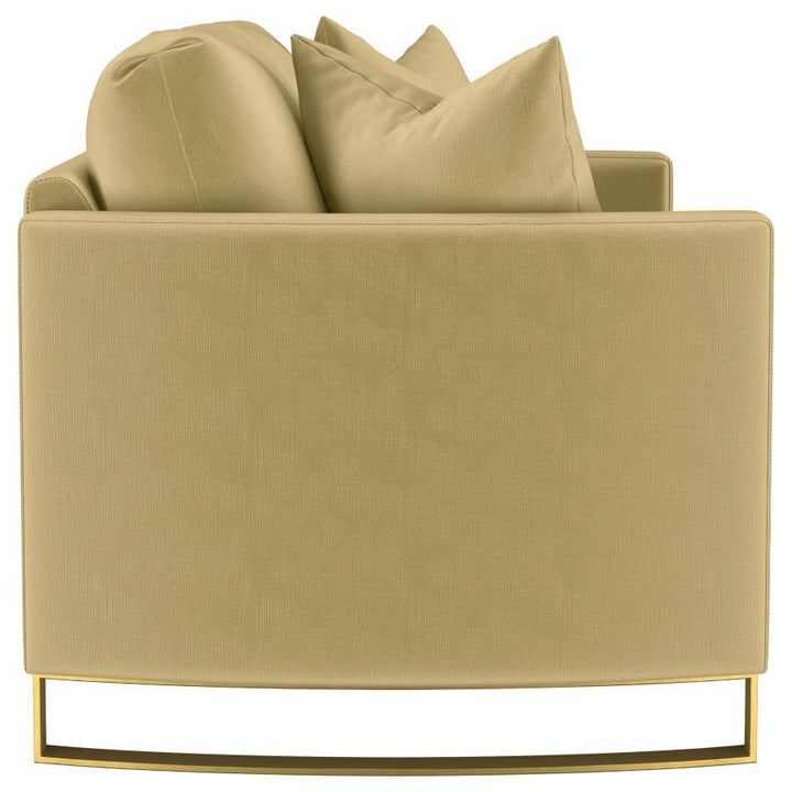 Corliss - Upholstered Curved Track Arm Loveseat - Camel Stationary Loveseat modern furniture Contempo Furniture
