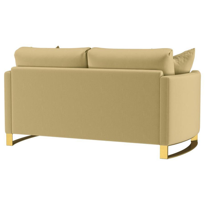 Corliss - Upholstered Curved Track Arm Loveseat - Camel Stationary Loveseat modern furniture Contempo Furniture