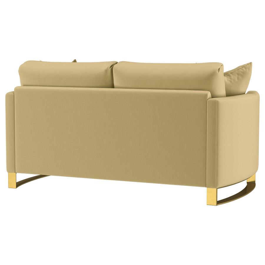 Corliss - Upholstered Curved Track Arm Loveseat - Camel Stationary Loveseat modern furniture Contempo Furniture