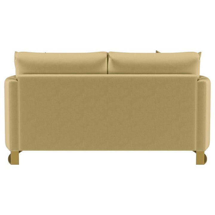 Corliss - Upholstered Curved Track Arm Loveseat - Camel Stationary Loveseat modern furniture Contempo Furniture