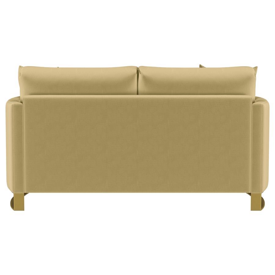Corliss - Upholstered Curved Track Arm Loveseat - Camel Stationary Loveseat modern furniture Contempo Furniture