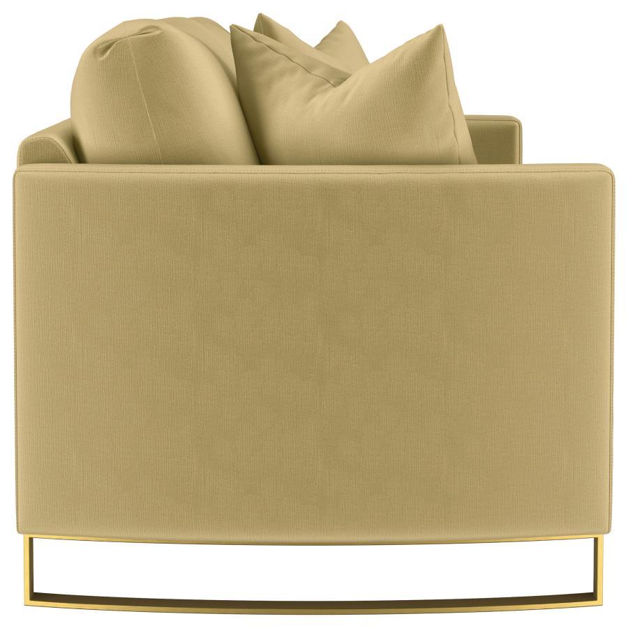 Corliss - Upholstered Curved Track Arm Sofa - Camel Stationary Sofa modern furniture Contempo Furniture