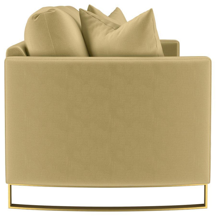 Corliss - Upholstered Curved Track Arm Sofa - Camel Stationary Sofa modern furniture Contempo Furniture