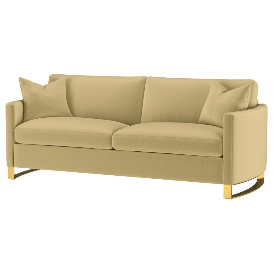 Corliss - Upholstered Curved Track Arm Sofa - Camel Stationary Sofa modern furniture Contempo Furniture