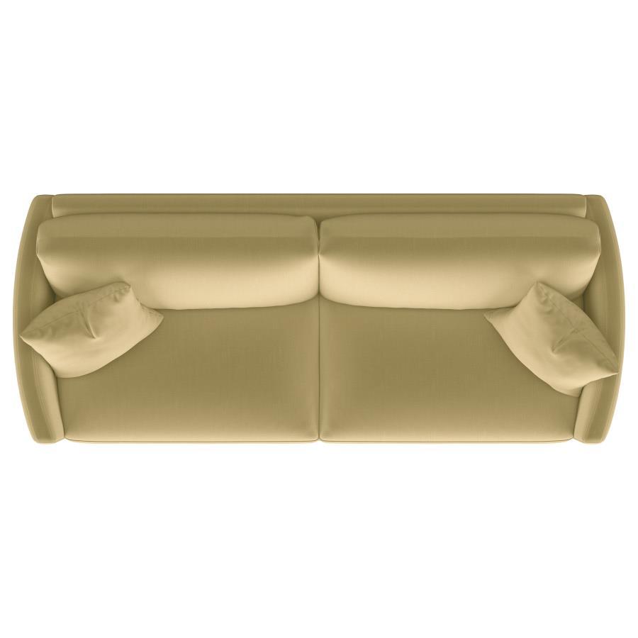 Corliss - Upholstered Curved Track Arm Sofa - Camel Stationary Sofa modern furniture Contempo Furniture