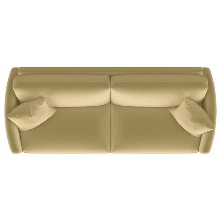 Corliss - Upholstered Curved Track Arm Sofa - Camel Stationary Sofa modern furniture Contempo Furniture