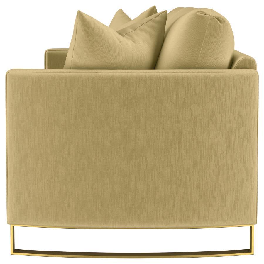 Corliss - Upholstered Curved Track Arm Sofa - Camel Stationary Sofa modern furniture Contempo Furniture