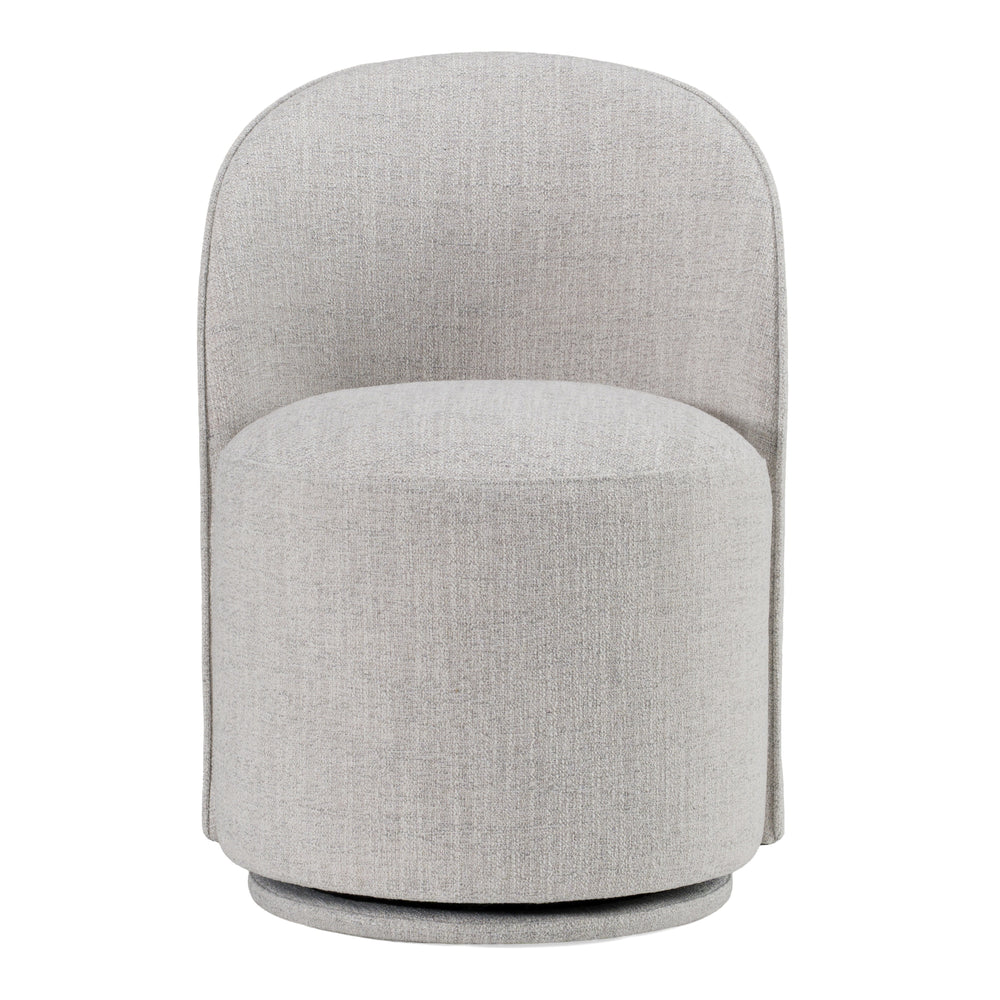 Correa - Modern Light Grey Fabric Swivel Dining Chair - View 3