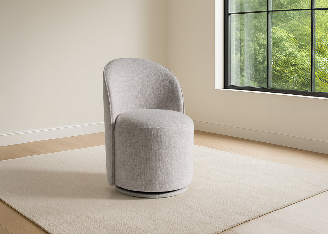 Correa  Modern Light Grey Fabric Swivel Dining Chair