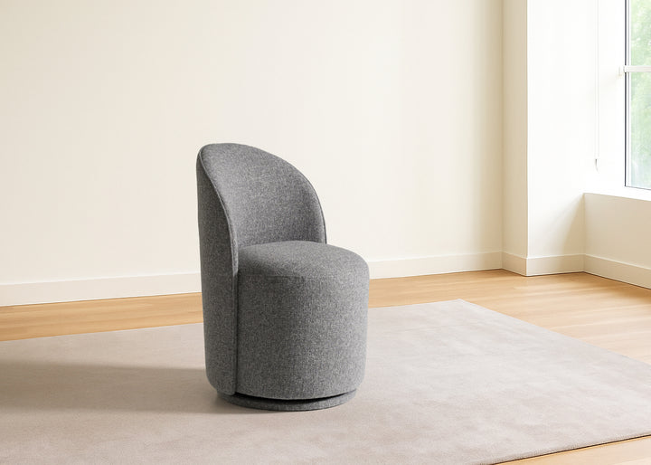 Correa  Modern Grey Fabric Swivel Dining Chair