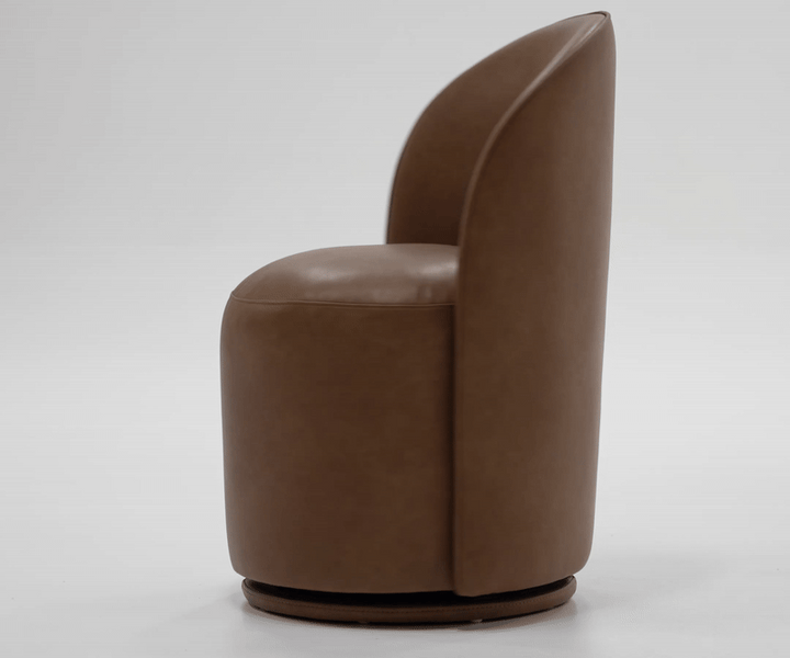 Correa  Modern Brown Vegan Leather Swivel Dining Chair