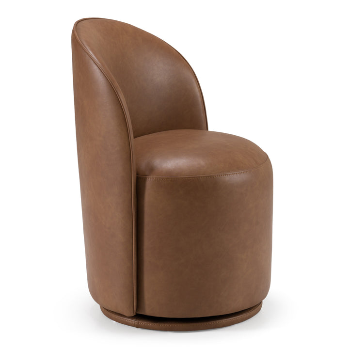 Correa  Modern Brown Vegan Leather Swivel Dining Chair