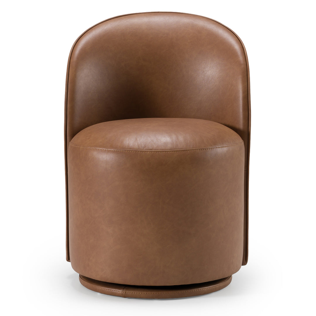 Correa  Modern Brown Vegan Leather Swivel Dining Chair