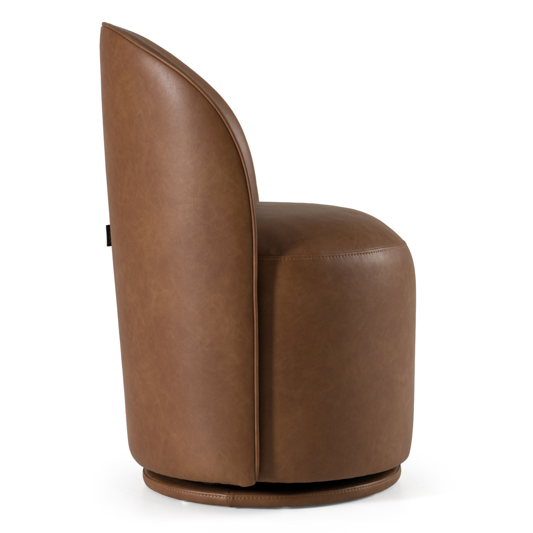 Correa  Modern Brown Vegan Leather Swivel Dining Chair