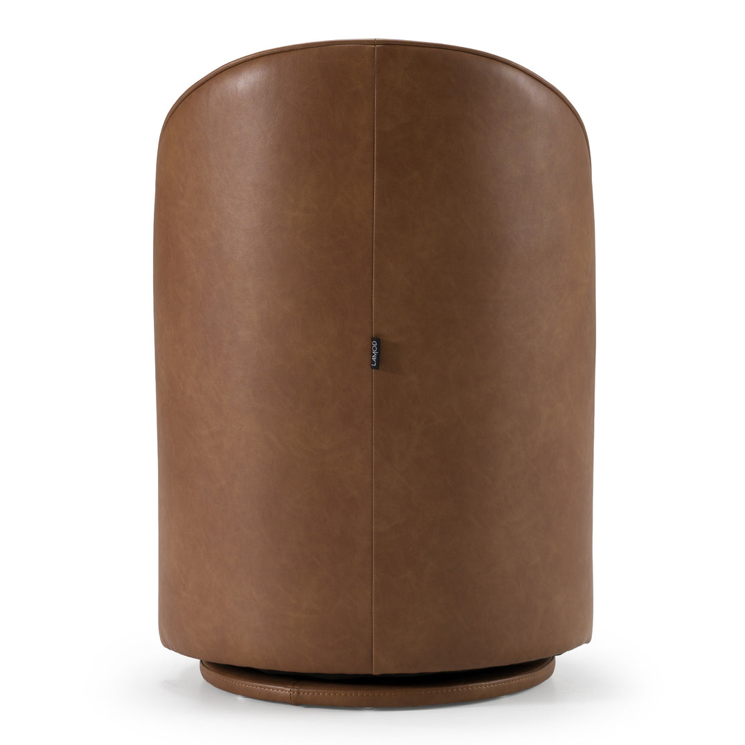 Correa  Modern Brown Vegan Leather Swivel Dining Chair