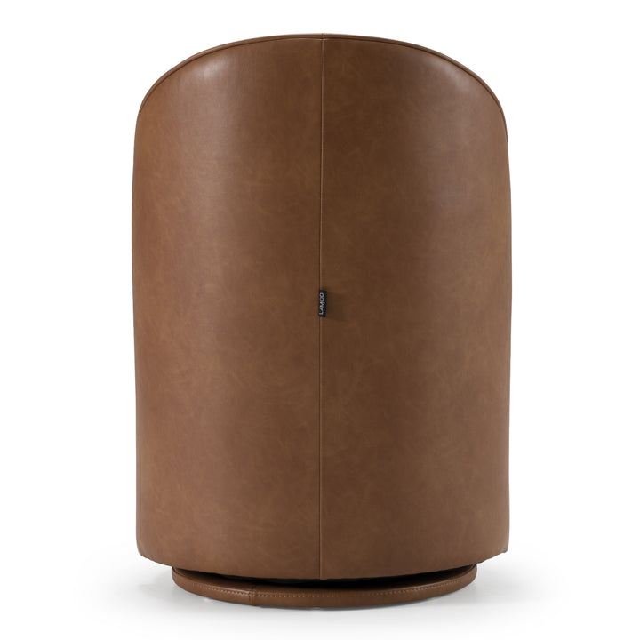 Correa  Modern Brown Vegan Leather Swivel Dining Chair