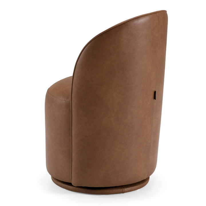 Correa - Modern Brown Vegan Leather Swivel Dining Chair
