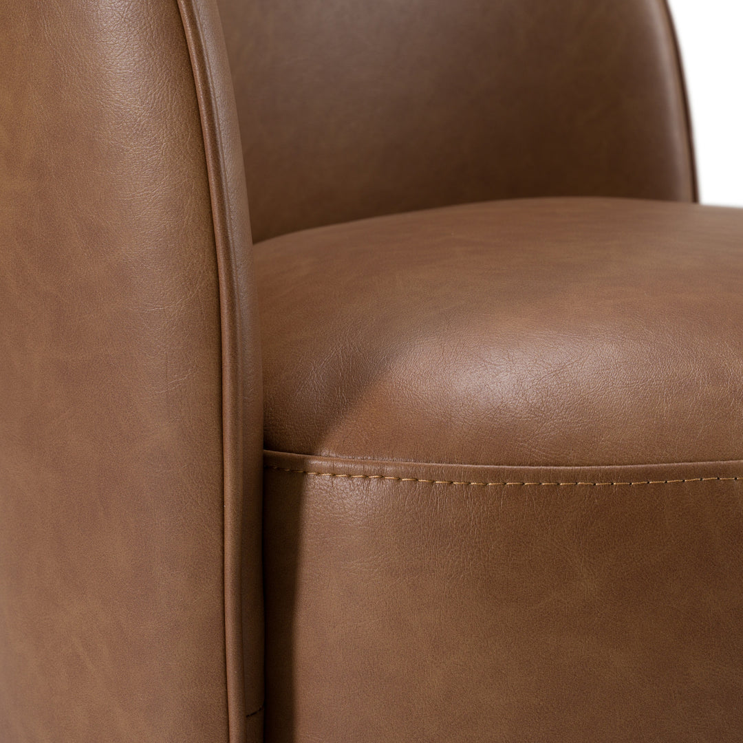 Correa  Modern Brown Vegan Leather Swivel Dining Chair