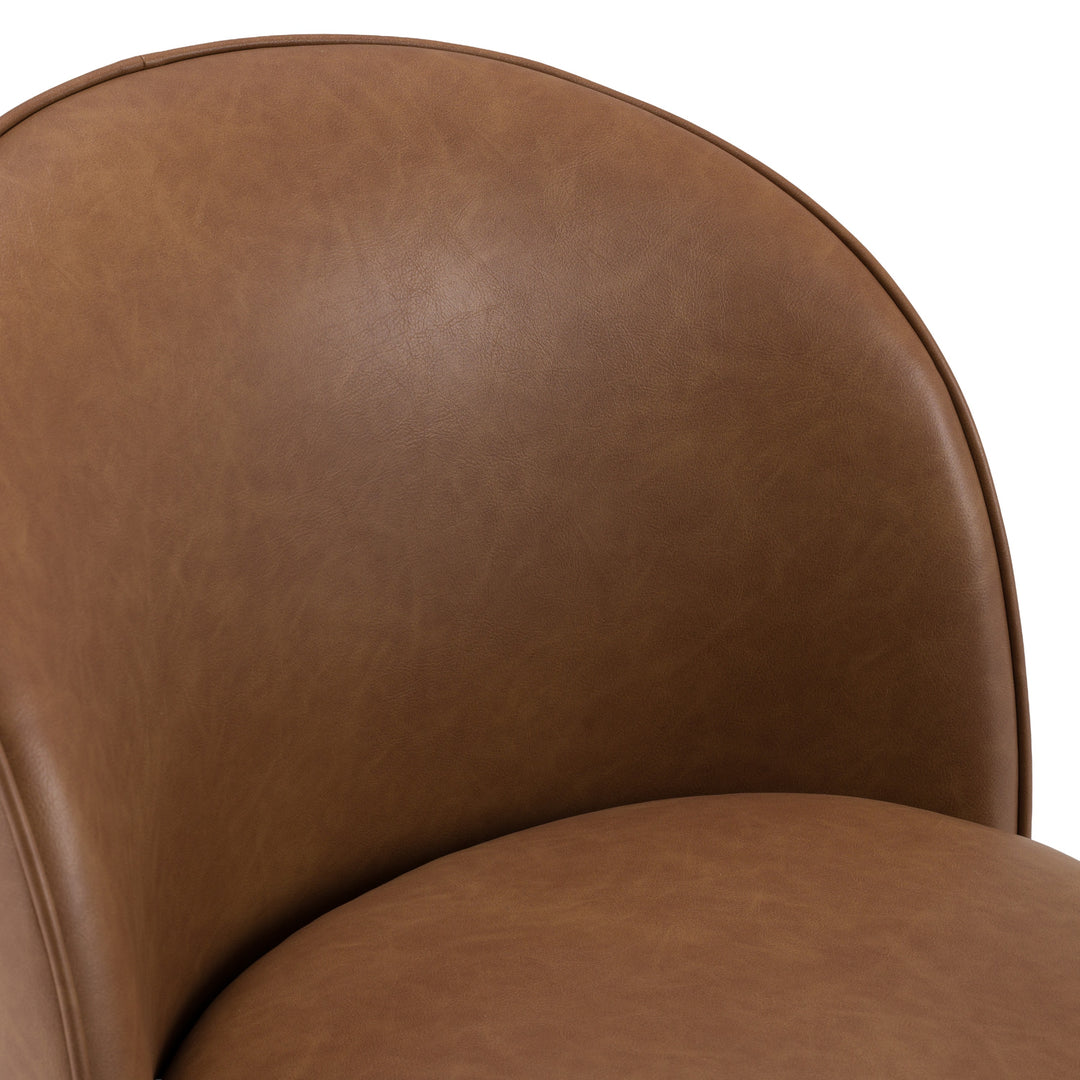 Correa  Modern Brown Vegan Leather Swivel Dining Chair