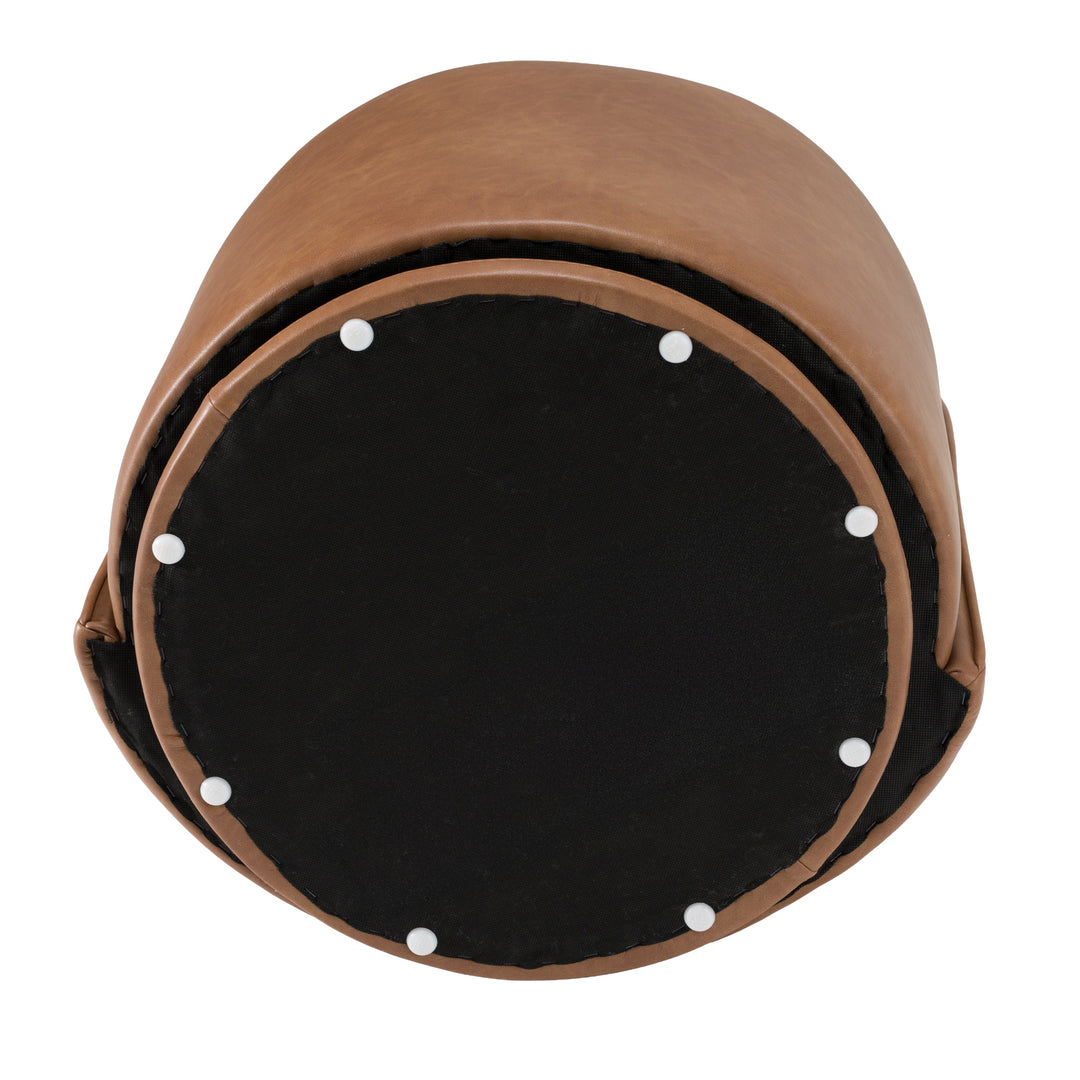 Correa  Modern Brown Vegan Leather Swivel Dining Chair