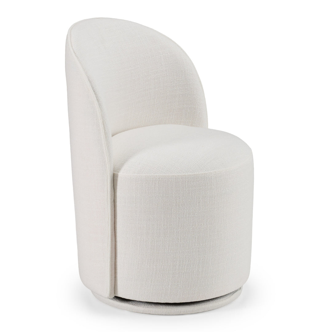 Correa  Modern White Fabric Swivel Dining Chair