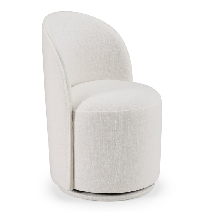 Correa  Modern White Fabric Swivel Dining Chair