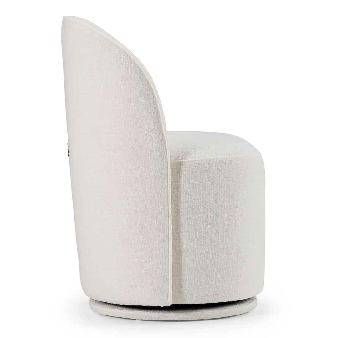 Correa  Modern White Fabric Swivel Dining Chair