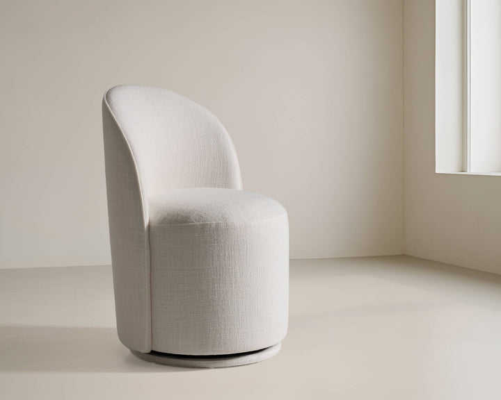 Correa  Modern White Fabric Swivel Dining Chair