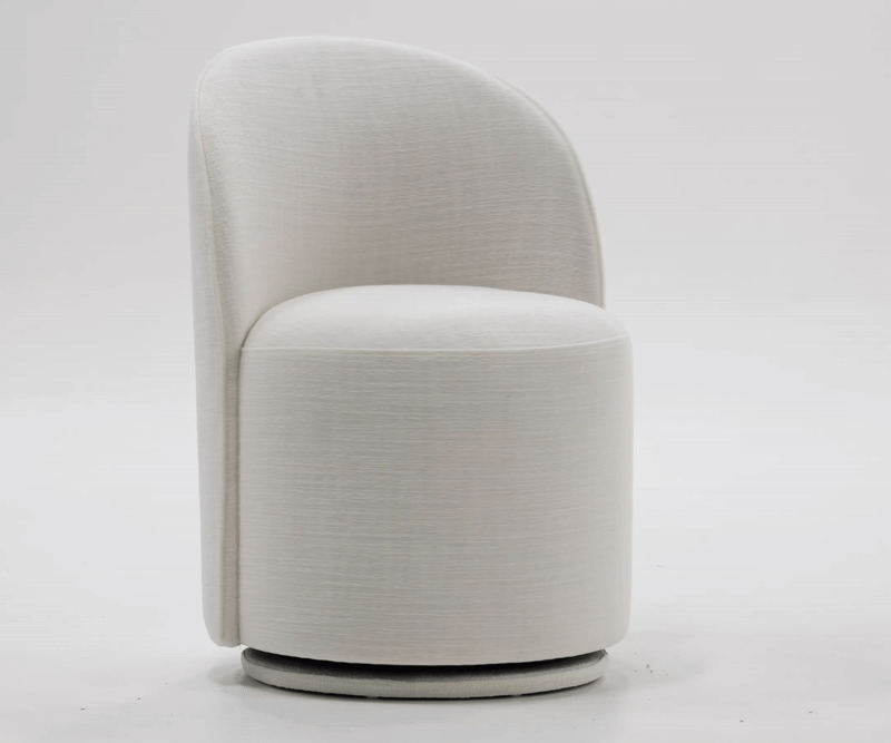 Correa  Modern White Fabric Swivel Dining Chair