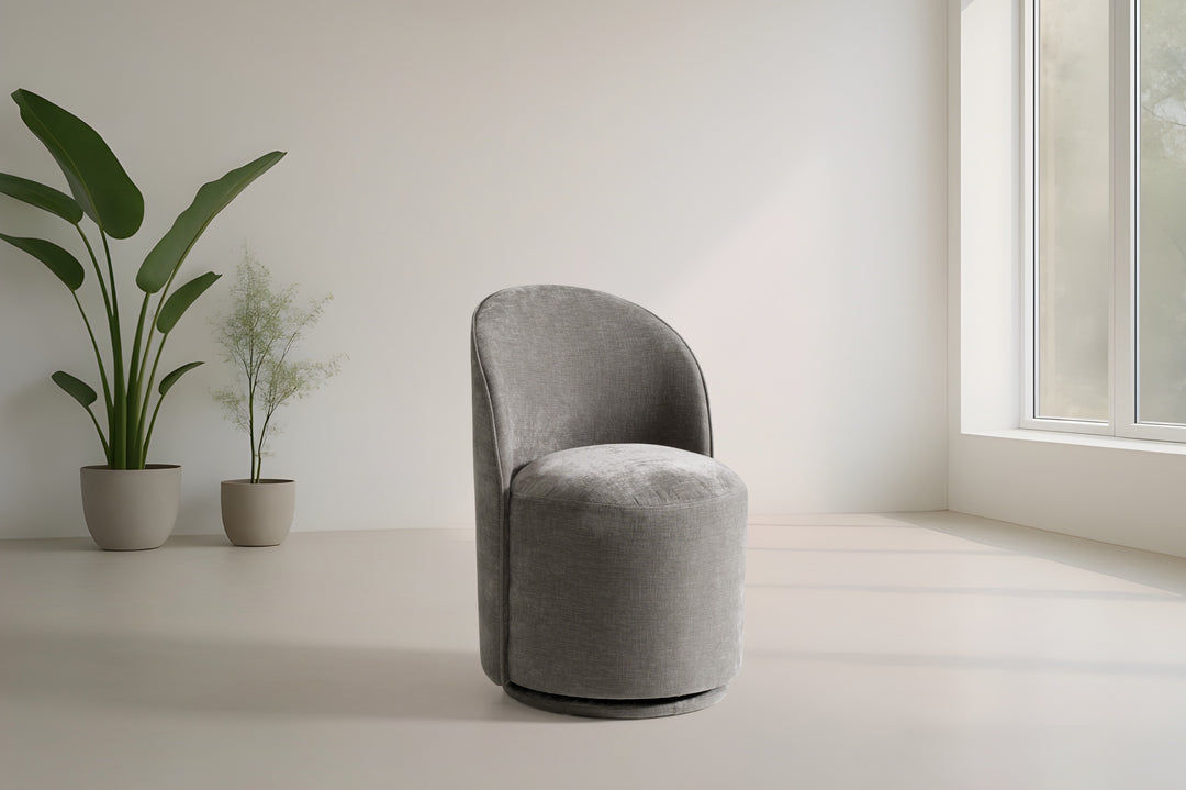Correa - Modern Dove Grey Fabric Swivel Dining Chair