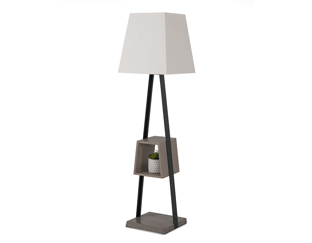 Cortez Modern Black Metal & Faux Concrete Floor Lamp