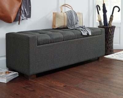 Cortwell Storage Bench - Gray Storage Bench modern furniture Contempo Furniture