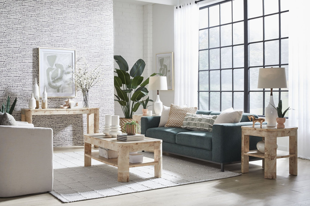 Cosmo Mappa Burl Coffee Table in Amber Kiss Coffee Table modern furniture Contempo Furniture