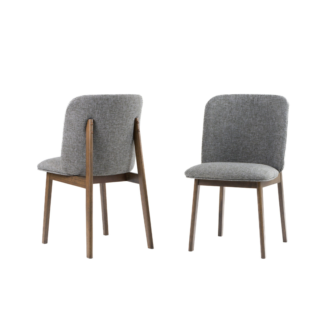 Costello - Mid-Century Modern Grey Fabric + Wenge Dining Chair (Set of 2)