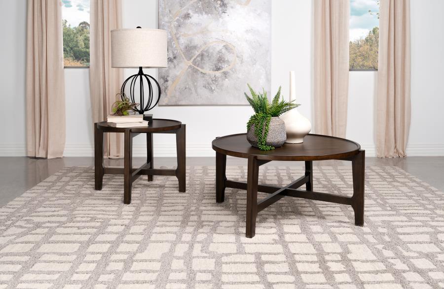 Cota - 2 Piece Solid Wood Coffee And End Table Set - Dark Brown Table Set modern furniture Contempo Furniture